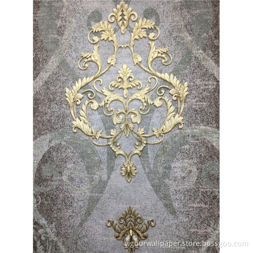 Waterproof New Classic PVC Embossed Damask Vinyl Wallpaper